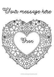 Free colouring Flowers Heart Big heart