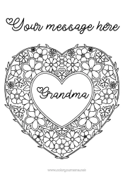 Free coloring Flowers Heart Big heart