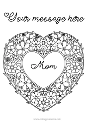Free coloring Flowers Heart Big heart