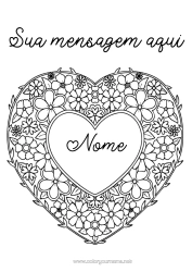 Desenho para personalizar Flores Coração Grande coração