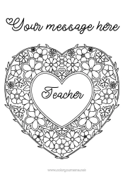 Free coloring Flowers Heart Big heart