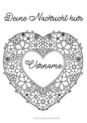 Malvorlage anpassen Blumen Herz Großes Herz