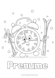 Pagină de colorat personalizată Zăpadă Trezire Desen Animat Schi