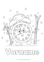 Kostenlose Zeichnung Schnee Wecker Karikatur Ski