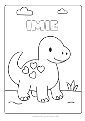 Rysunek za darmo Serce Dinozaury Łatwe kolorowanki