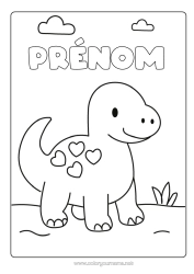 Coloriage à personnaliser Coeur Dinosaures Coloriages Faciles