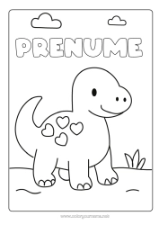 Desen liber de colorat Inimă Dinozauri Desene de colorat ușoare