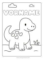 Kostenlose Zeichnung Herz Dinosaurier Einfache Ausmalbilder