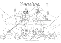Dibujo libre Nieve Esquí Deportes de Invierno Montaña Teleférico