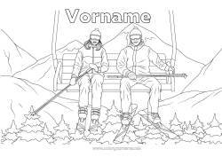 Kostenlose Zeichnung Schnee Ski Wintersportarten Berg Sessellift