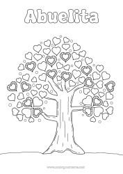 Colorear gratis Corazón Te amo Árbol