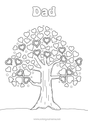 Free coloring Heart I love you Tree