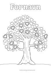 Gratis fargelegging Hjerte Jeg elsker deg. Tre