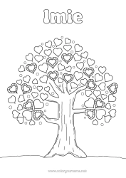 Kolorowanka za darmo Serce Kocham cię. Drzewo