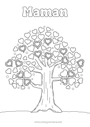Coloriage gratuit Coeur Je t'aime Arbre