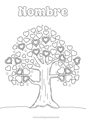 Colorear para personalizar Corazón Te amo Árbol