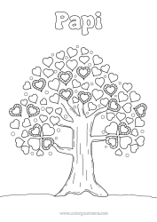 Coloriage gratuit Coeur Je t'aime Arbre