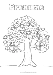 Pagină de colorat gratuită Inimă Te iubesc. Copac