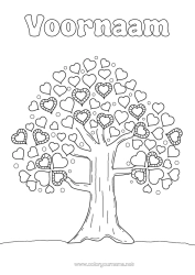 Gratis kleurplaat Hart Ik hou van jou Boom