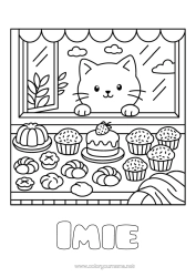 Kolorowanka za darmo Ciasto Kot Uroczy Psy i koty Zawody w kuchni Piekarz cukiernik Sklep