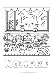 Dibujo libre Tarta Cat Kawaii Perros y gatos Profesiones Culinarias Panadero pastelero Tienda