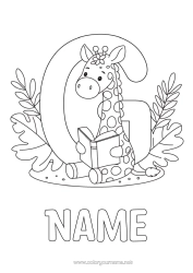 Free colouring Giraffe Animal Book Wild animals of Africa Reading Letter of the alphabet