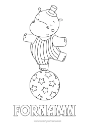 Färgläggningssida att anpassa Ballonger Hippopotamus Afrikas Vilda Djur Cirkus