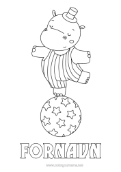 Farvelægningssiden tilpasning Balloner Flodhest Afrikanske Vilde Dyr Cirkus