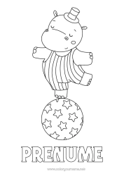 Pagină de colorat personalizată Baloane Hipopotam Animale Sălbatice Din Africa Circul