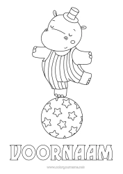 Kleurplaat aanpassen Ballonnen Hippo Wilde dieren van Afrika Circus