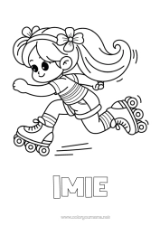 Kolorowanka do personalizacji Dziewczyna Rolki