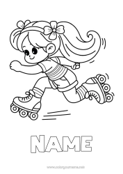 Free colouring Sport Girl Roller