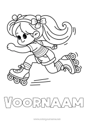 Kleurplaat aanpassen Meisje Rolschaats