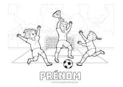 Coloriage à personnaliser Football Ballon De Foot Sports D'équipe Compétitions Et Récompenses Footballeur Footballeuse Gardien De But Coupe, Trophé
