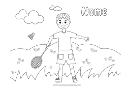 Colorare per personalizzare Sport Ragazzo Sport Di Racchetta Racchetta Badminton