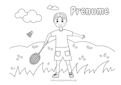 Pagină de colorat personalizată Sport Băiat Sporturi Cu Rachete Rachetă Badminton