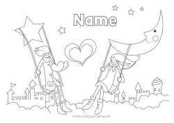 Colouring to customise Heart I Love You. Valentine's Day Moon Games And Toys Swing