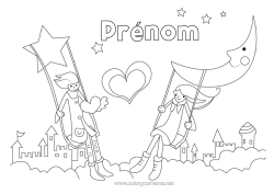 Coloriage à personnaliser Coeur Je T'aime Saint Valentin Lune Jeux Et Jouets Balançoire