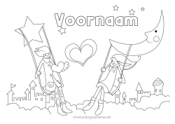 Gratis kleurplaat Hart Ik hou van jou Valentijnsdag Maan Spellen en speelgoed Schommel