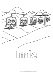 Rysunek za darmo Zima Narty Sporty zimowe Góra Wyciąg krzesełkowy