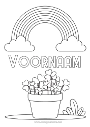 Kleurplaat aanpassen Geluk Klaver Regenboog