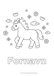 Gratis fargelegging Hest Kinesisk nyttår Enkle fargelegginger Gårdsdyr 2026