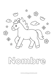 Colorear gratis Caballo Año Nuevo chino Dibujos fáciles para colorear Animales de granja 2026