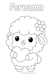 Gratis teckning Söt Hjärta Får Gårdsdjur