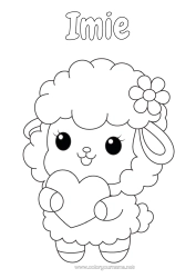 Rysunek za darmo Słodki Serce Owca Zwierzęta gospodarskie