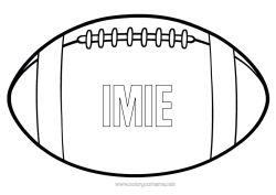 Kolorowanka do personalizacji Super Bowl Rugby Piłka Rugby Sporty Drużynowe