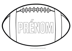 Coloriage à personnaliser Super Bowl Rugby Ballon de rugby Sports d'équipe