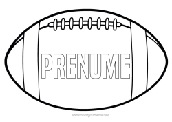 Pagină de colorat personalizată Super Bowl Rugby Minge de rugby Sporturi de echipă
