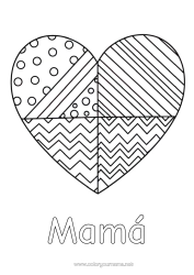 Colorear gratis Corazón Gran corazón Formas geométricas