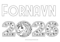 Gratis tegning Hest Kinesisk nyttår 2026